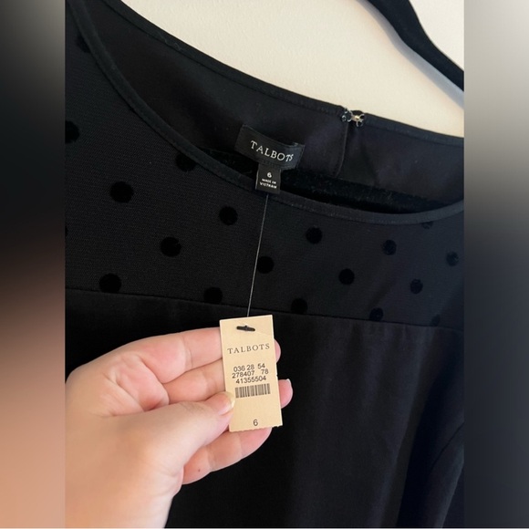 Talbots - Black Polka Dot Dress - Size 6 - Picture 3 of 9
